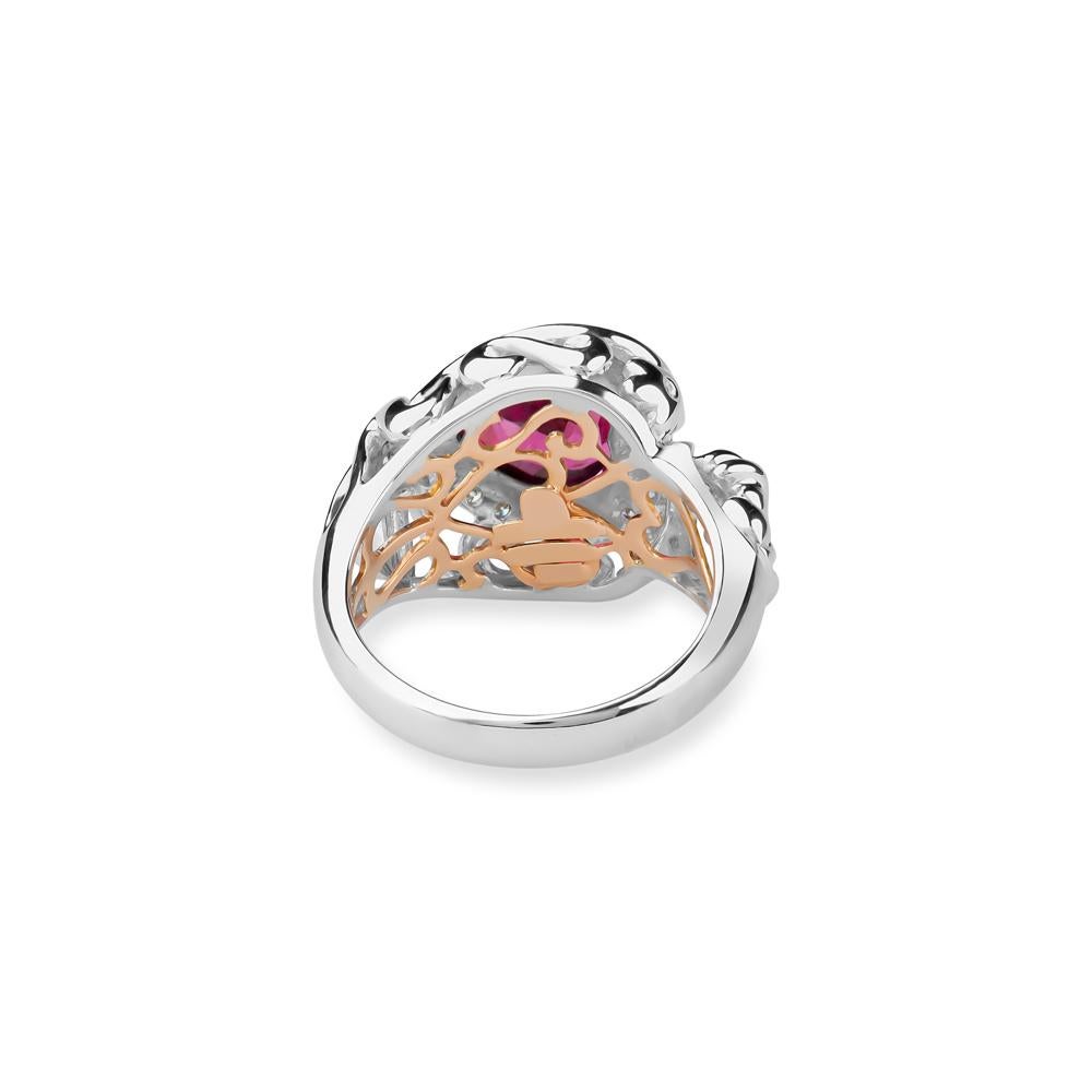Women's Zorab Creation Majestic Heart Rubellite and White Diamond Rapture Ring For Sale