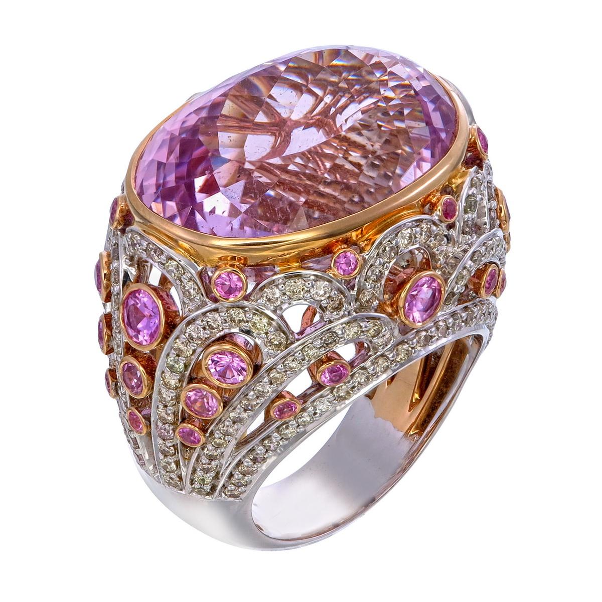 In the world of fine jewelry, there are creations that stand out not only for their sheer beauty but also for the stories they tell and the emotions they evoke. The 35.15-carat Oval Kunzite, 1.95-carat Pink Sapphire, and 1.83-carat White Diamond