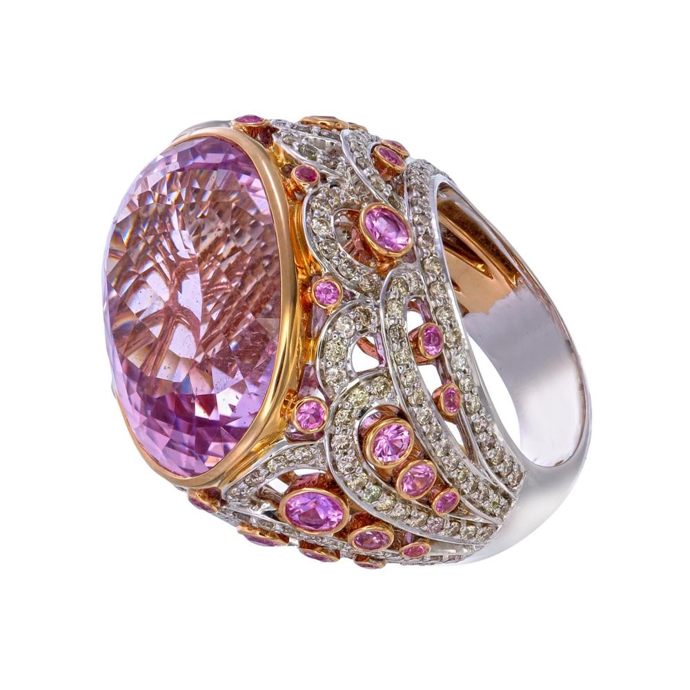 Oval Cut Zorab Creation Masterpiece of Elegance: The 35.15-Carat Oval Kunzite Ring For Sale