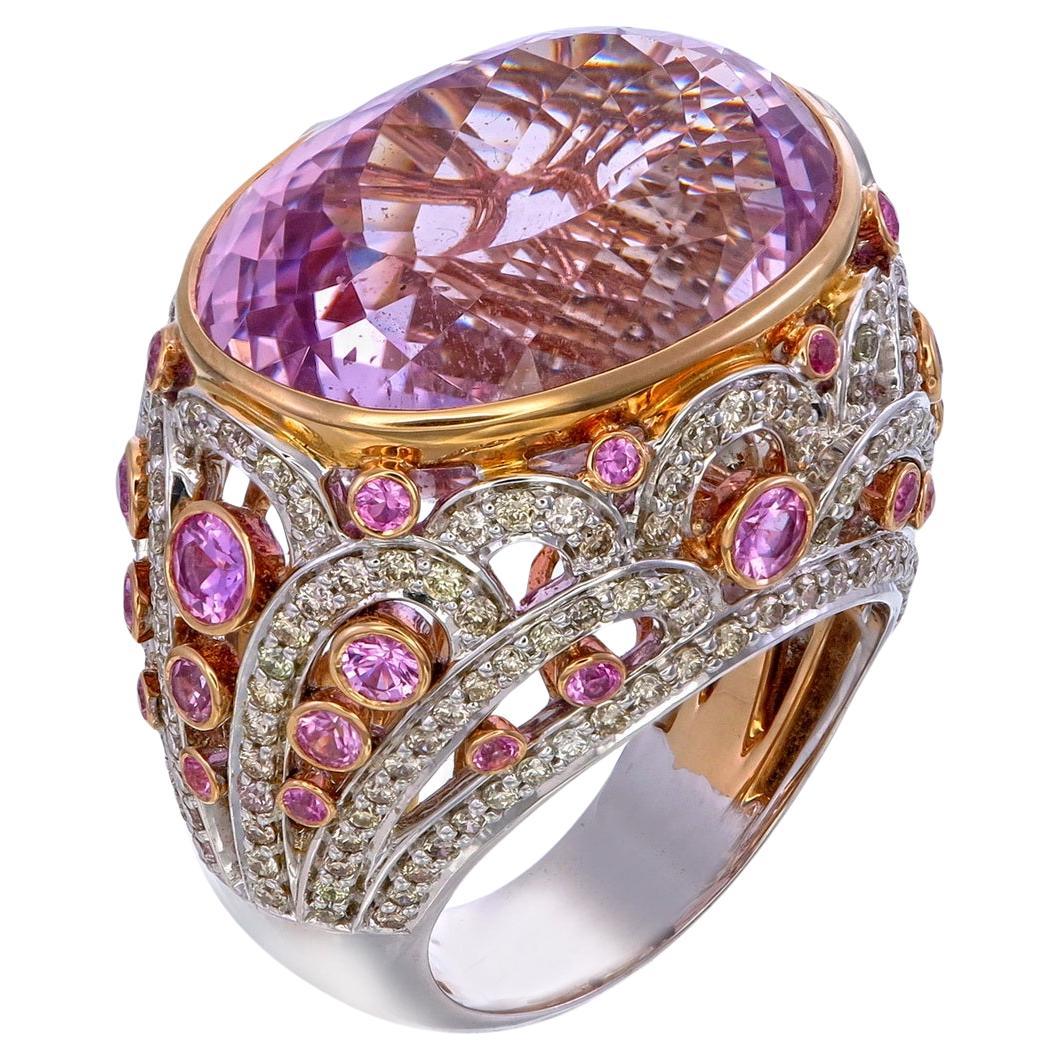 Zorab Creation Masterpiece of Elegance: The 35.15-Carat Oval Kunzite Ring For Sale