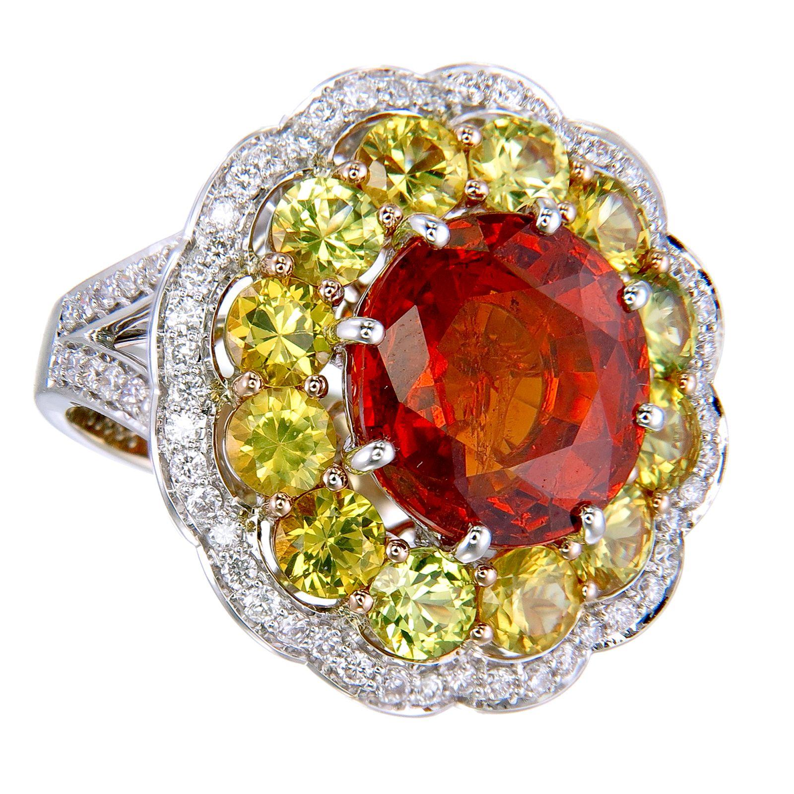 Zorab Creation-Merry-Go-Round 8,38 Karat Spessartit Granat und Diamant Ring (Ästhetizismus) im Angebot