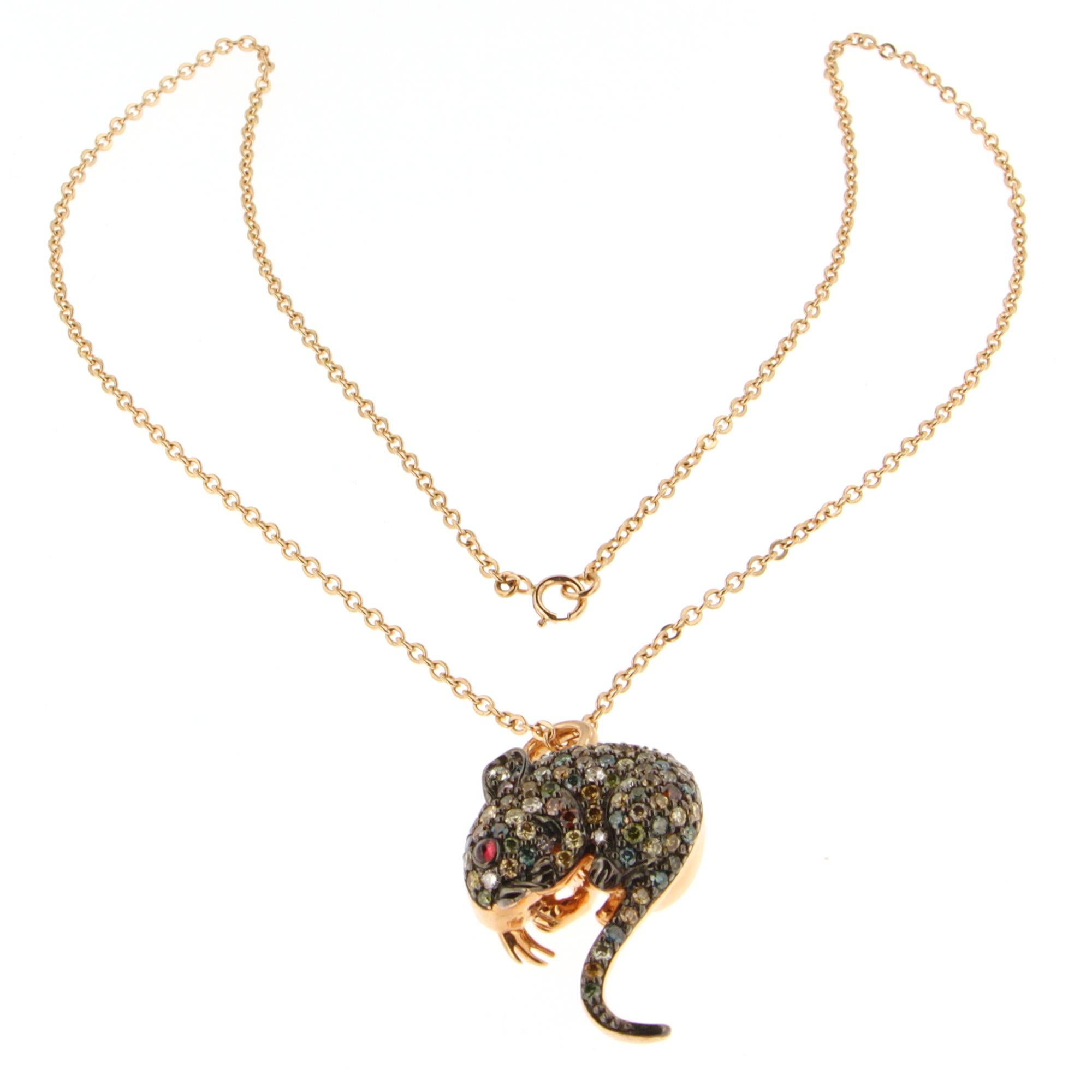 Zorab Creation Pendentif souris multicolore en diamants Pour femmes en vente