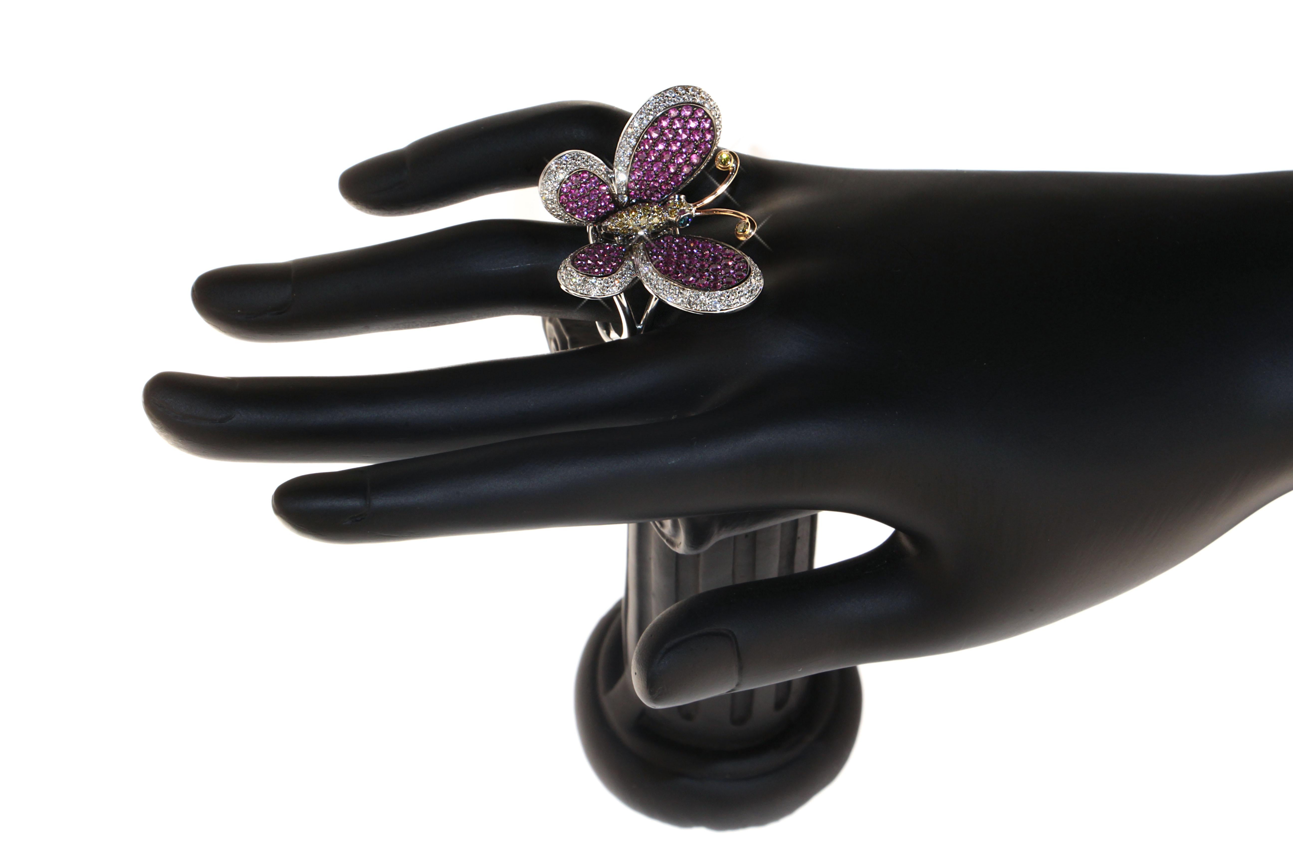 pink diamond butterfly ring