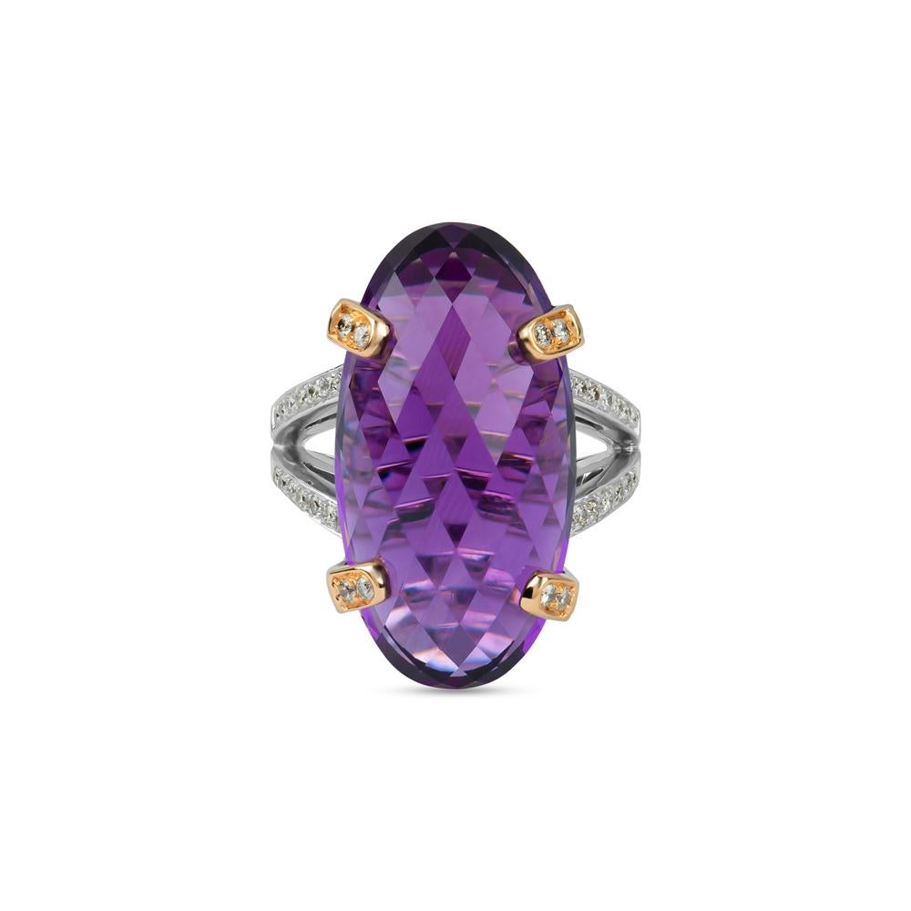 Zorab Creation Regal 22.80 Carat Amethyst Quartz Ring In New Condition For Sale In San Diego, CA