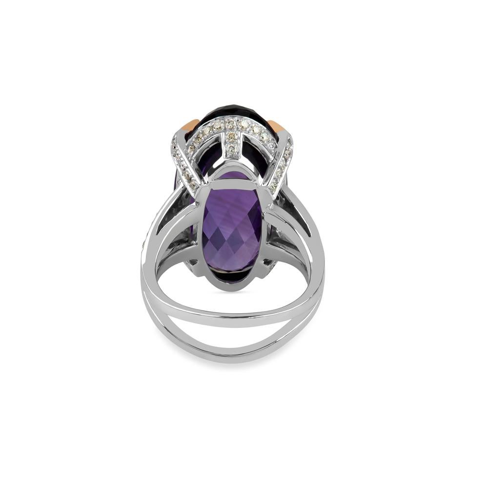 Women's Zorab Creation Regal 22.80 Carat Amethyst Quartz Ring For Sale