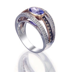 Zorab Creation Tanzanite and Diamond Streamline Beauty Ring