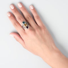 Zorab Creation Amethyst, Blue Topaz, Citrine Cocktail Ring
