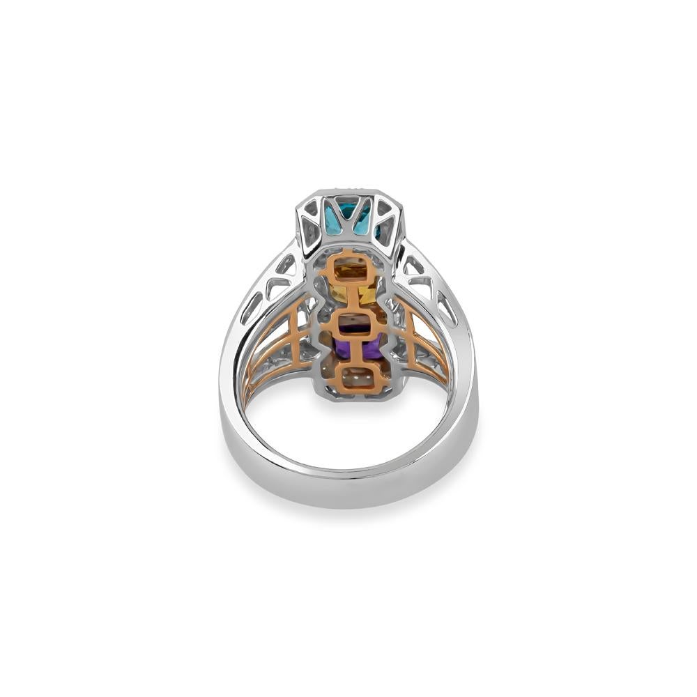 Zorab Kreation Cocktail-Ring mit Amethyst, blauem Topas und Citrin Damen im Angebot