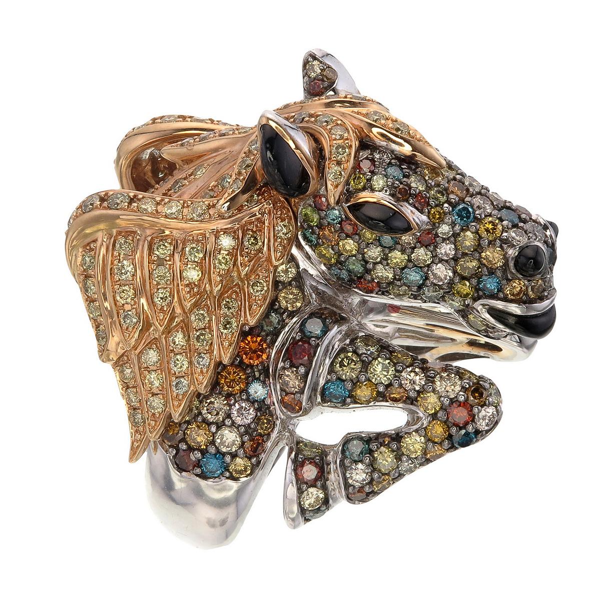 Sauvage Collection- One of a kind Piece.
Introducing the majestic ring, a captivating masterpiece of artistry. This extraordinary ring features a magnificent horse-shaped design meticulously crafted with great care and attention. The centerpiece