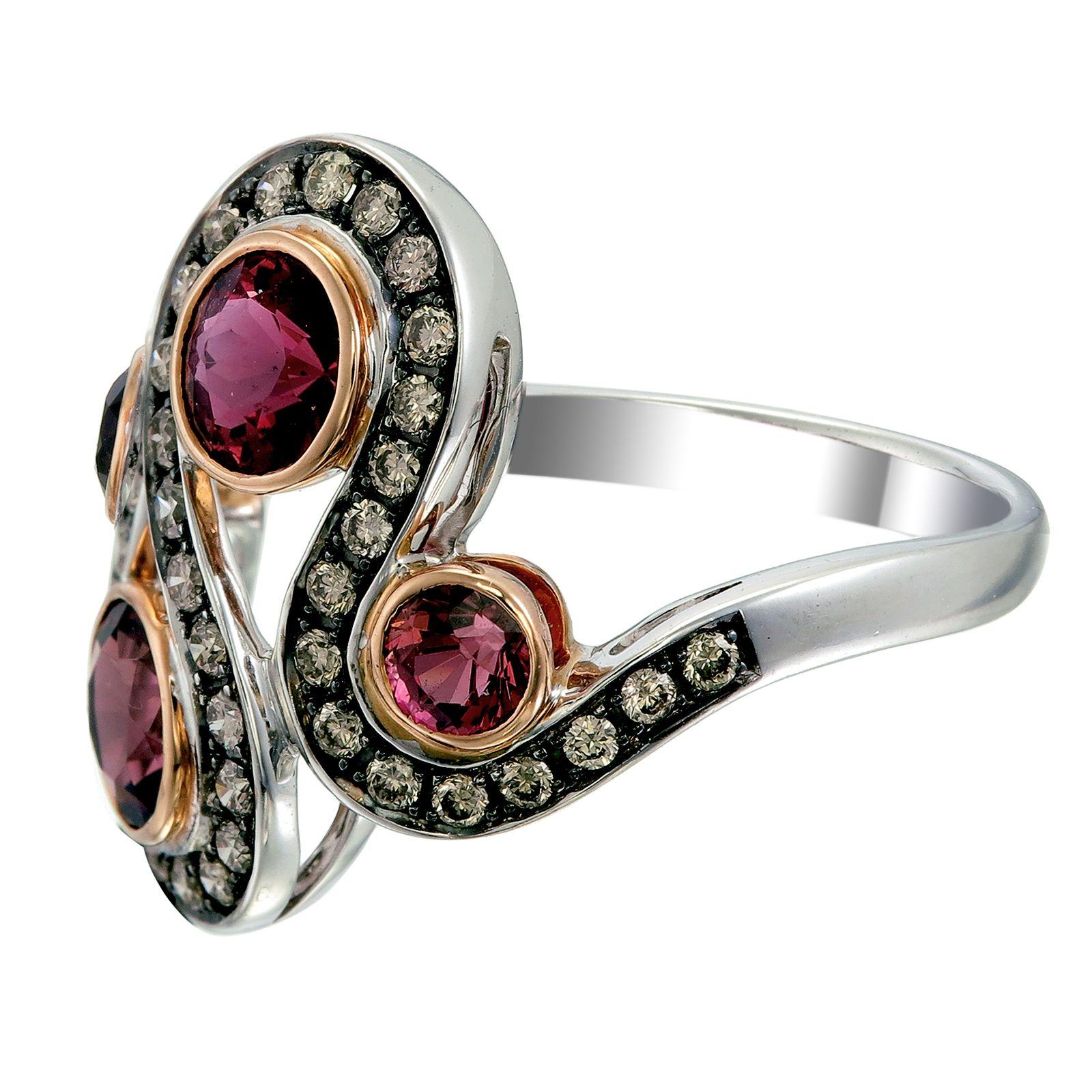 Aesthetic Movement Zorab Creation The Serpent Pink Tourmaline and Diamond Ring For Sale