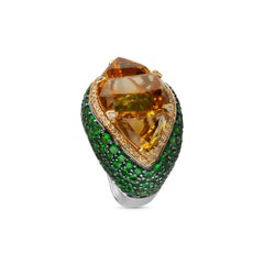 Zorab Creation 13.34 Carat Citrine Quartz Ellipsis Ring