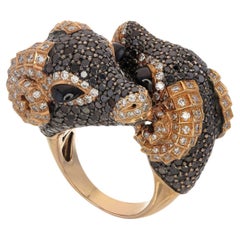 Zorab Creation's 7,72-Karat Schwarzer Diamant Tenacious Two-Faced Rams Ring