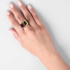 Zorab Creations Pink and Green Tourmaline Bi-Fold Cocktail Ring