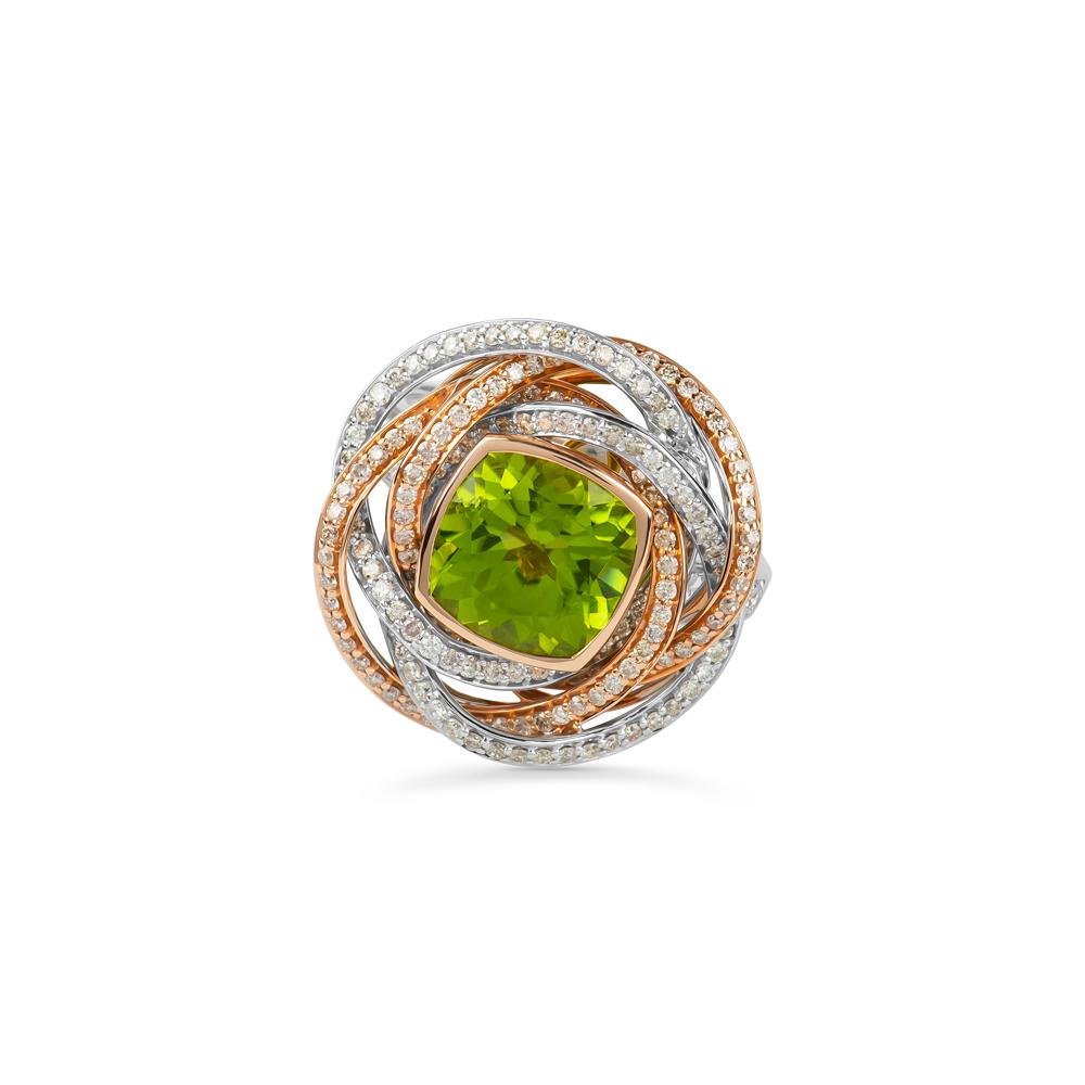 Zorab Kreationen Peridot Ring mit durchsichtigem Rosenmuster (Carréeschliff) im Angebot