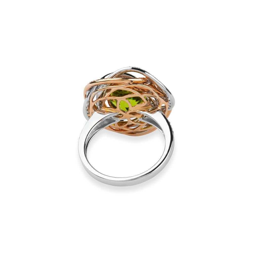 Square Cut Zorab Creations Peridot Resplendent Rose Ring For Sale