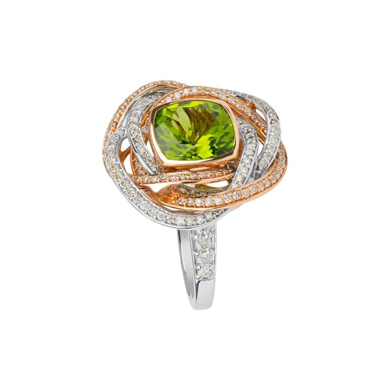 Zorab Creations, bague rose résistante en péridots en vente