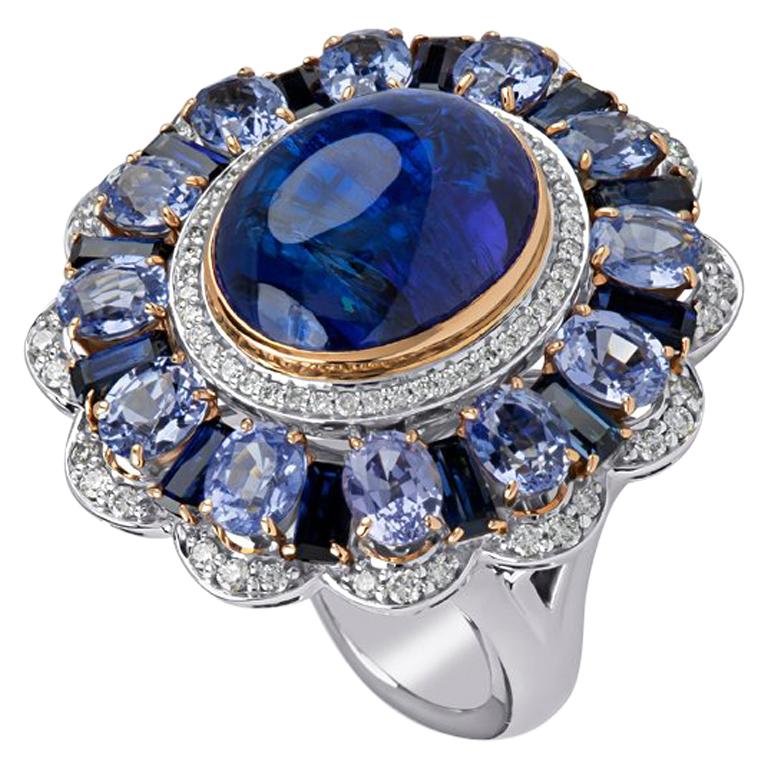 Zorab Kreationen Tansanit 9,27 Karat und Saphir 7,62 Karat Kranzring
