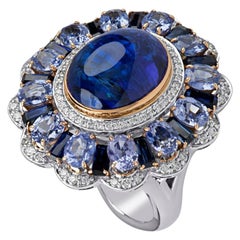 Anillo en corona Zorab Creation de tanzanita de 9,27 quilates y zafiro de 7,62 quilates