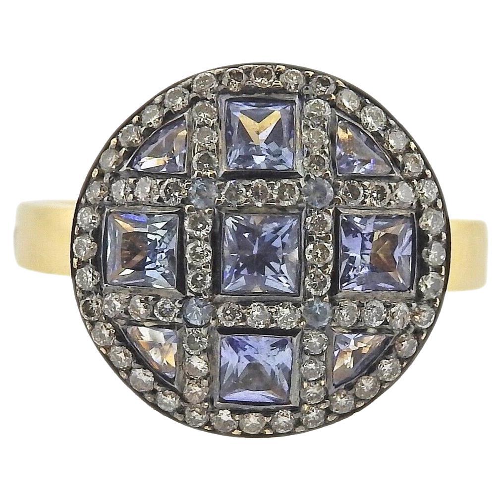 Zorab Gold Sapphire Diamond Ring For Sale