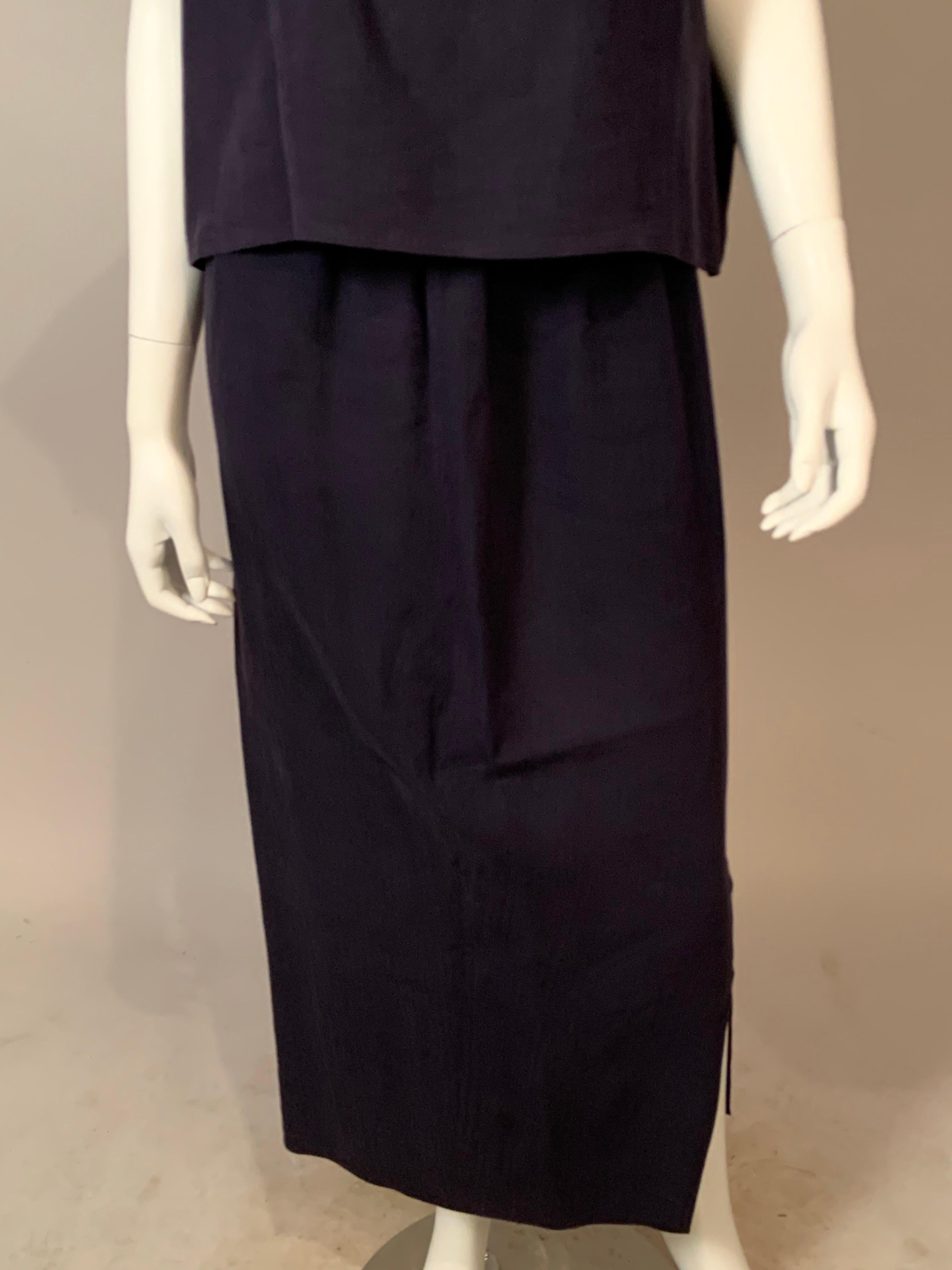 Donna Zoran, set due pezzi in lino blu navy anni '80 in vendita