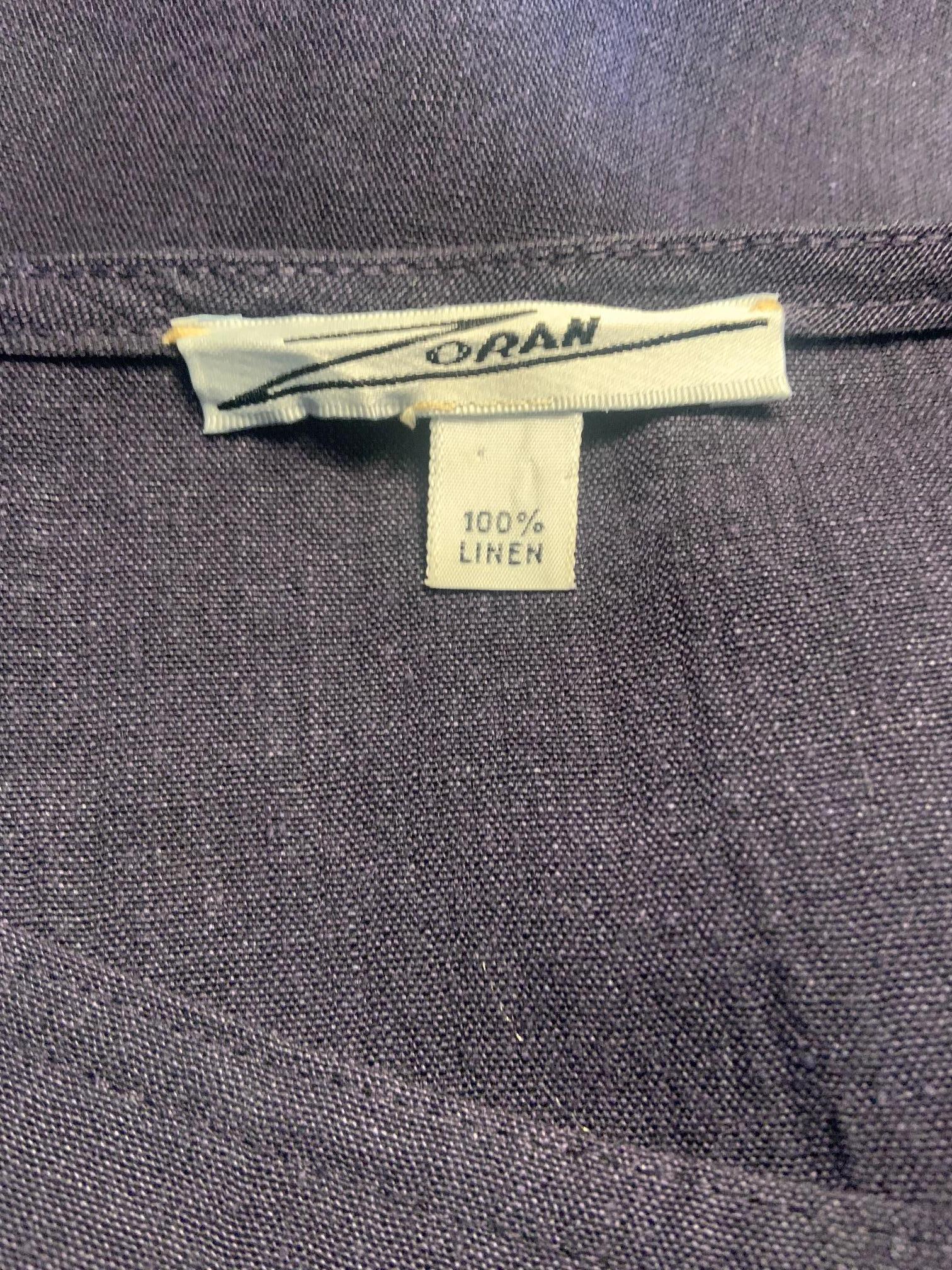 Zoran, set due pezzi in lino blu navy anni '80 in vendita 3