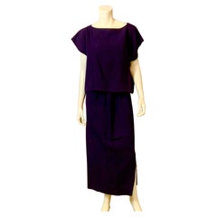 Zoran 1980's Navy Blue Linen Two Piece Set