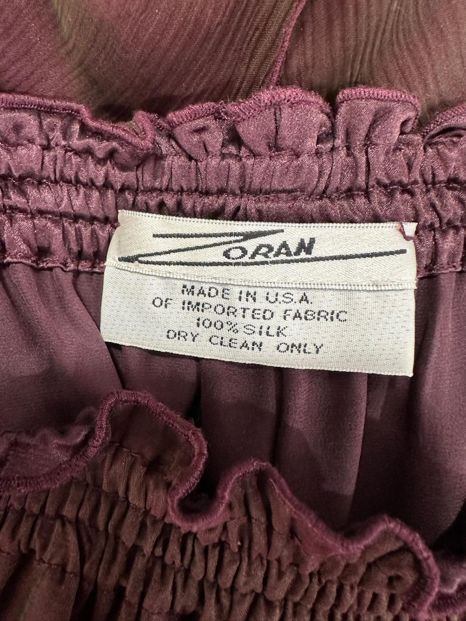 Zoran 2pc. Raisin Paper Silk Taffeta & Shot Silk Chiffon Jacket & Pant Set For Sale 8