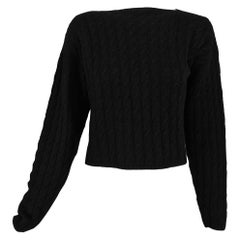 Zoran Black Cashmere and Silk Cropped Cable Knit Sweater