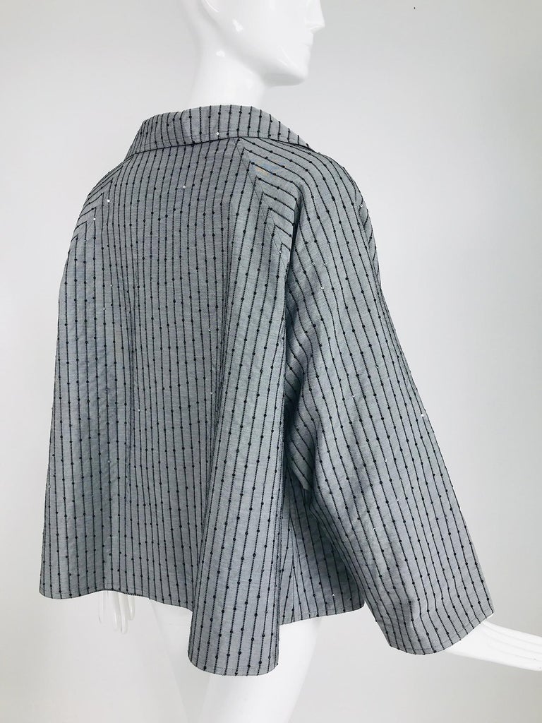 Zoran Charcoal Grey Cord Stripe with Sequins Swing Jacket at 1stDibs