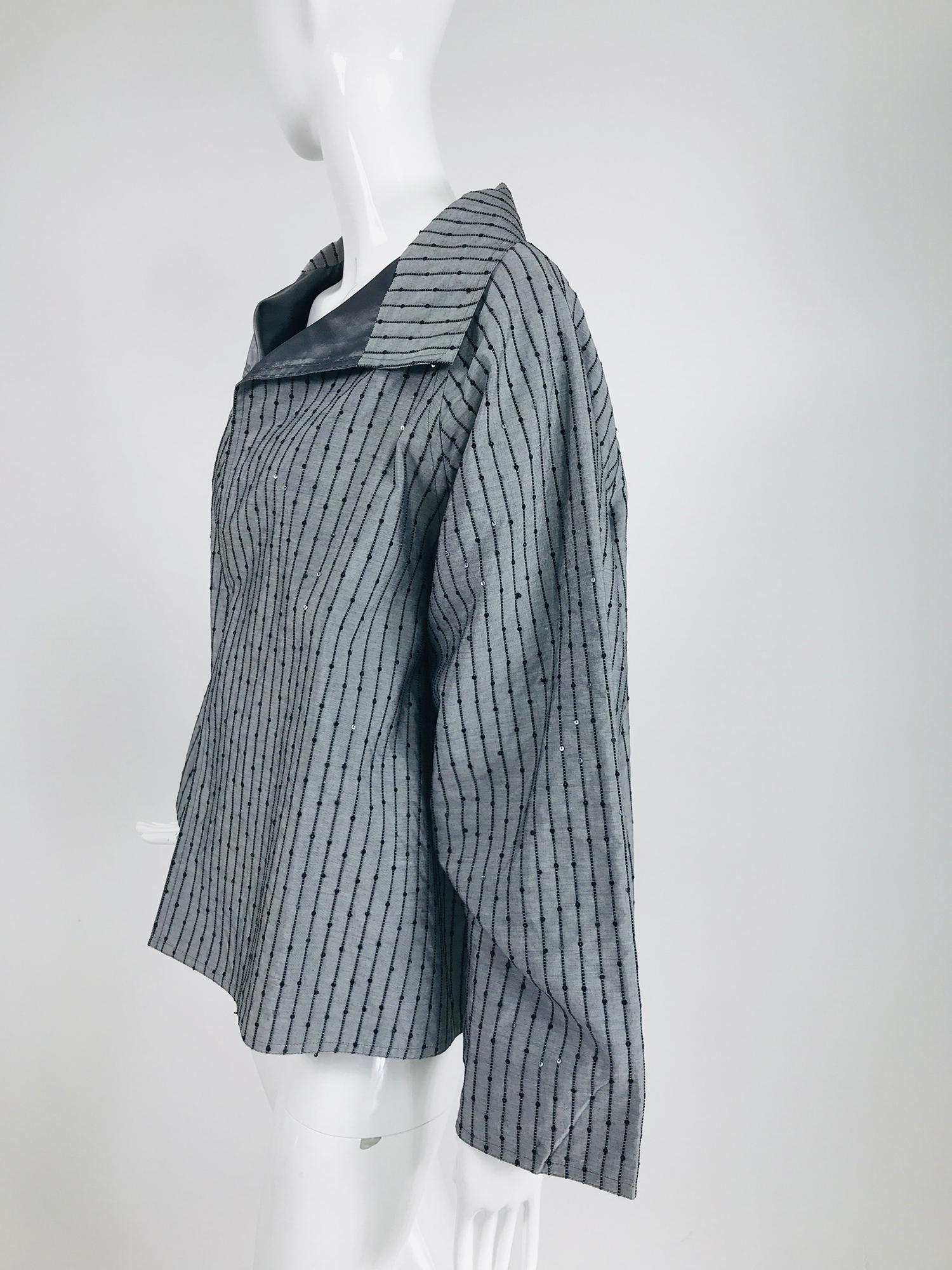 Women's Zoran Charcoal Grey Cord Stripe with Sequins Swing Jacket 