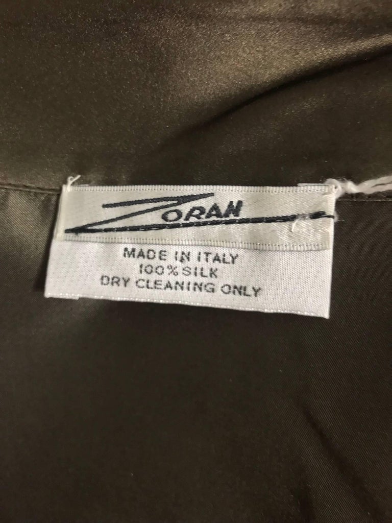 Zoran Dark Olive Silk Jacket  For Sale 3