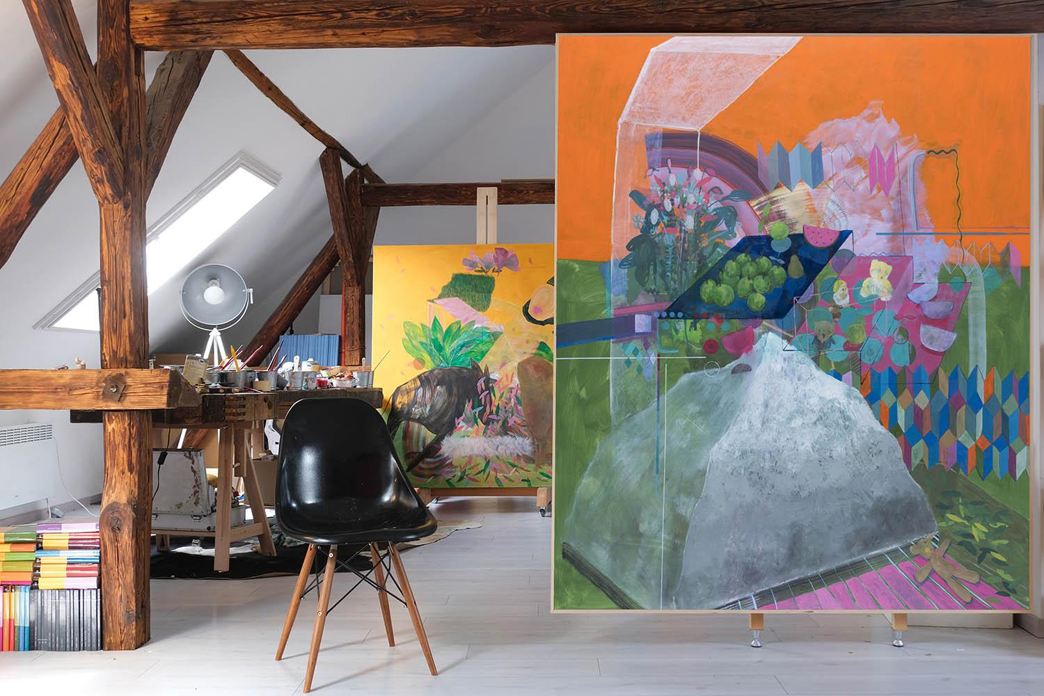 Les astronautes ont-ils besoin d'art ? (#1) par Zoran Šimunović - Grande peinture encadrée, orange en vente 2