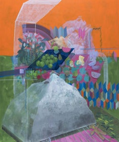 Brauchen Astronauten Kunst? (#1) von Zoran Šimunović - Großes gerahmtes Gemälde, orange