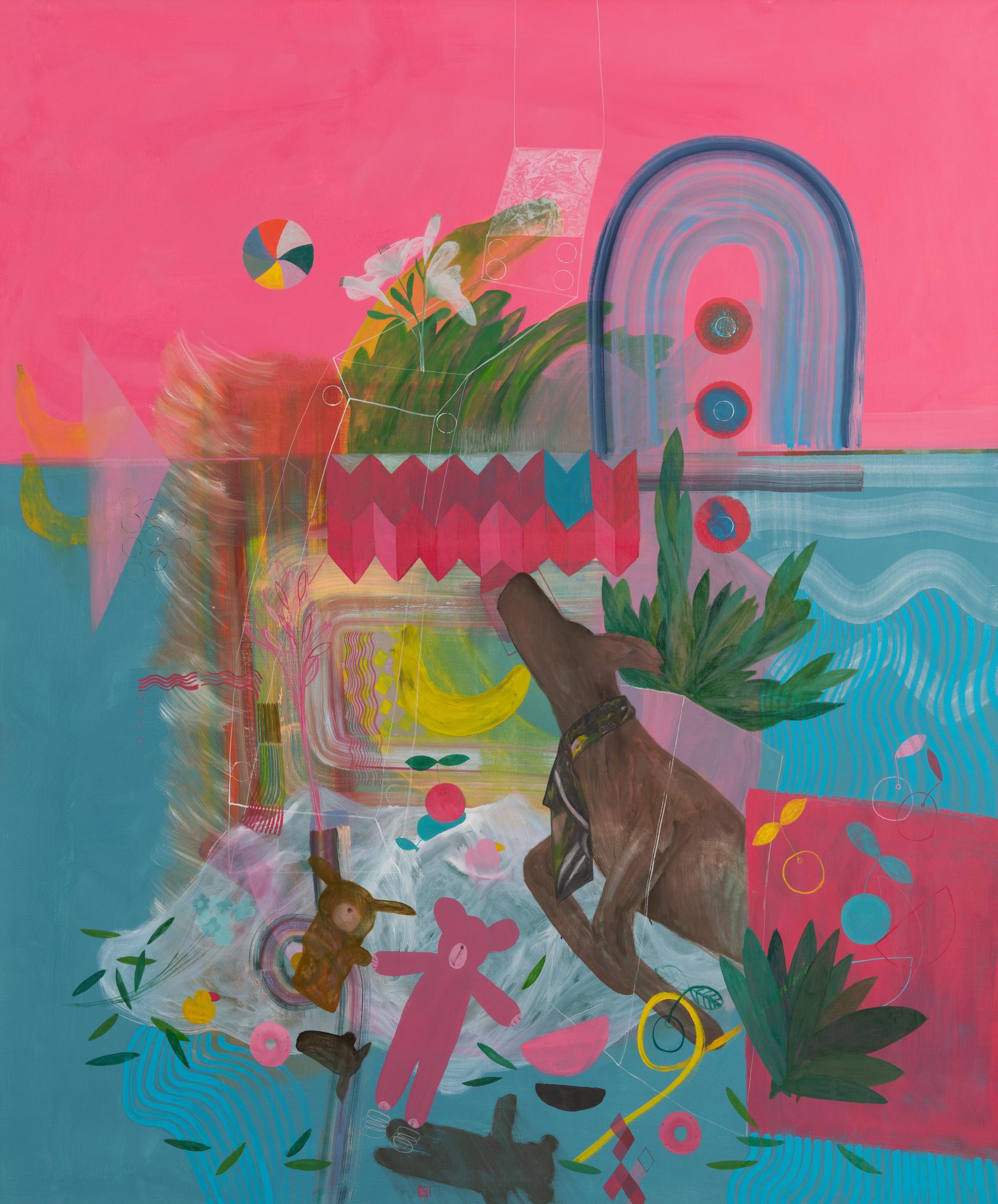 Do Astronauts Need Art? (#2) is a unique oil on canvas painting by contemporary artist Zoran Šimunović, dimensions are 180 cm × 150 cm (70.9 × 59.1 in). The artwork is sold framed. Dimensions of the framed artwork: 182 cm x 152 cm (71.6 x59.8