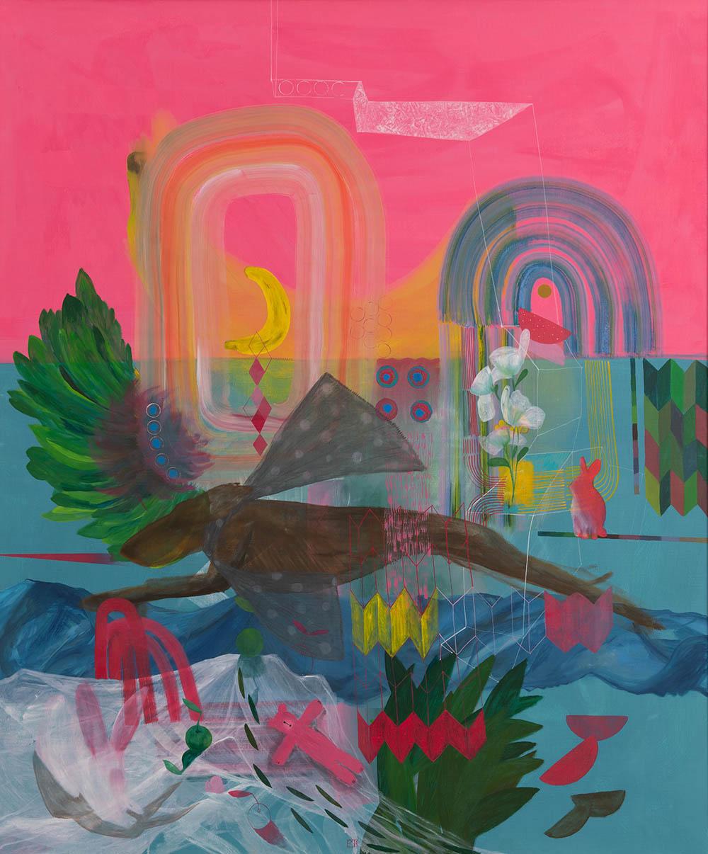 Do Astronauts Need Art? (#3) is a unique oil on canvas painting by contemporary artist Zoran Šimunović, dimensions are 180 cm × 150 cm (70.9 × 59.1 in). The artwork is sold framed. Dimensions of the framed artwork: 182 cm x 152 cm (71.6 x 59.8