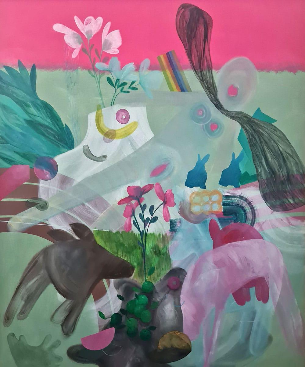 Do Dolls Have Emotions? (#1) ist ein einzigartiges Ölgemälde auf Leinwand des kroatischen zeitgenössischen Künstlers Zoran Šimunović mit den Maßen 180 x 150 cm (70,9 × 59,1 in). 
Das Kunstwerk ist signiert, wird mit einem Rahmen verkauft (wie auf