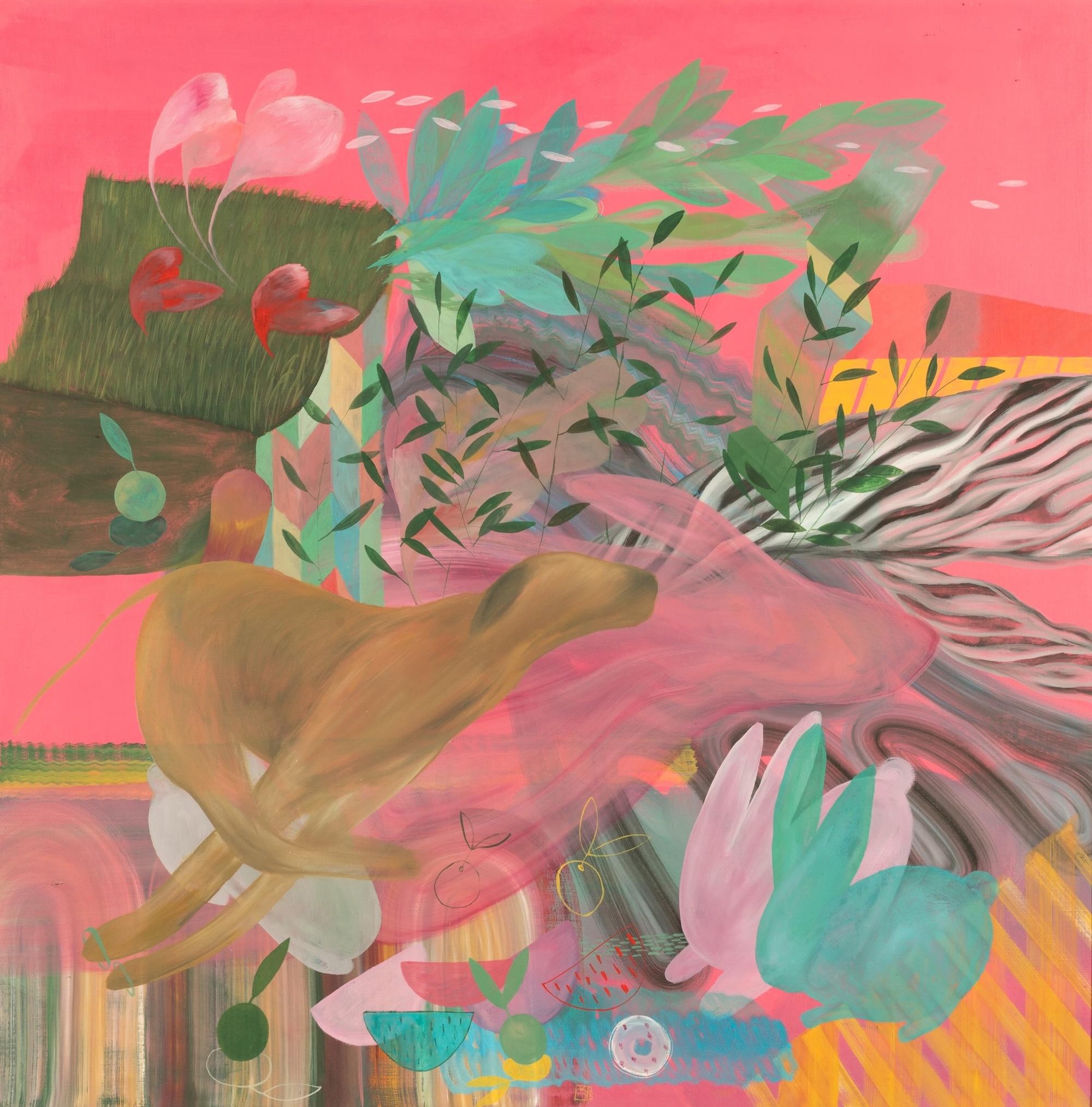 Gardens II by Zoran Šimunović - Large scale painting, pink, vivid colors