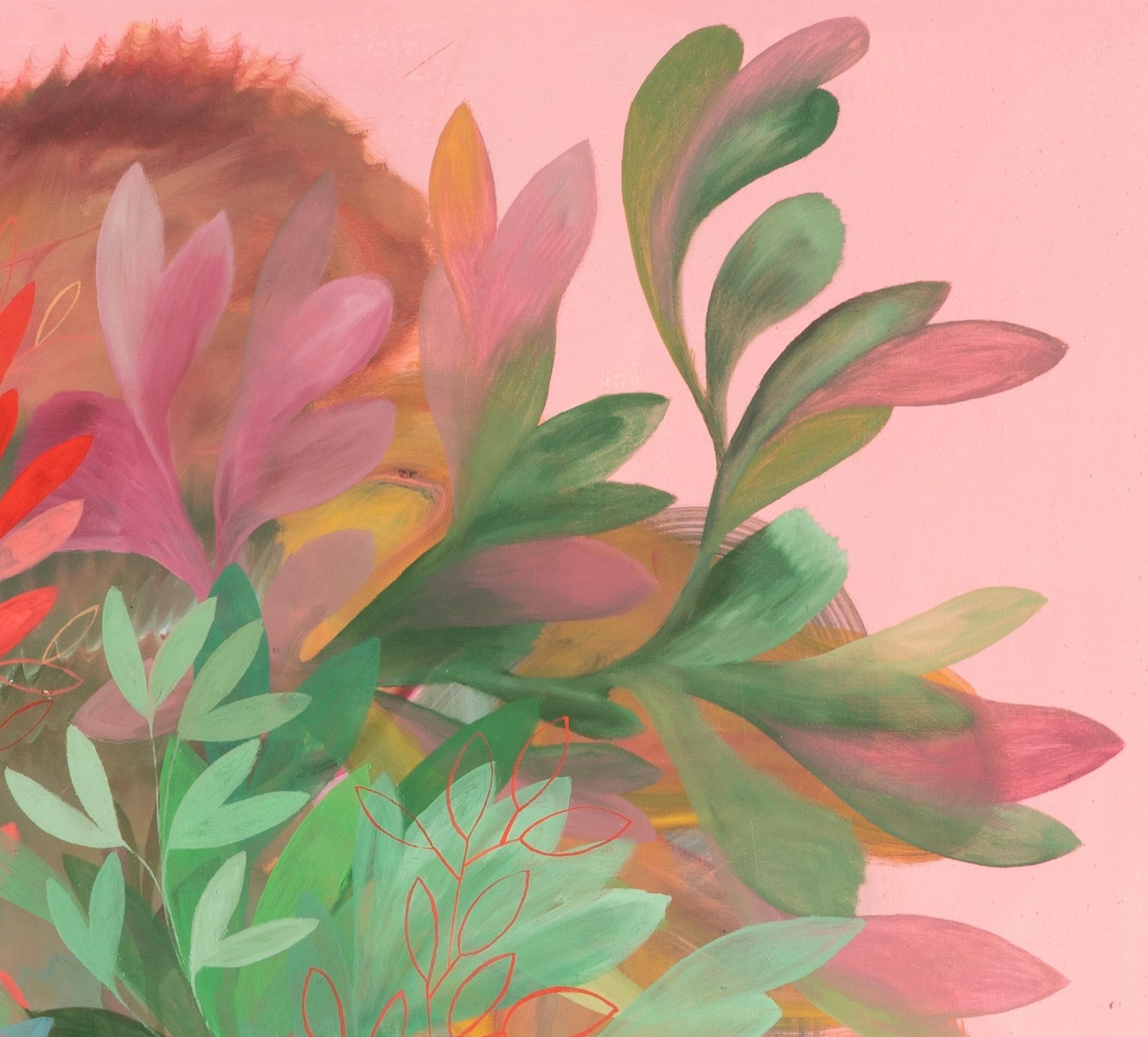 Gärten V von Zoran Šimunović - Großformatiges Gemälde, rosa, leuchtende Farben im Angebot 5