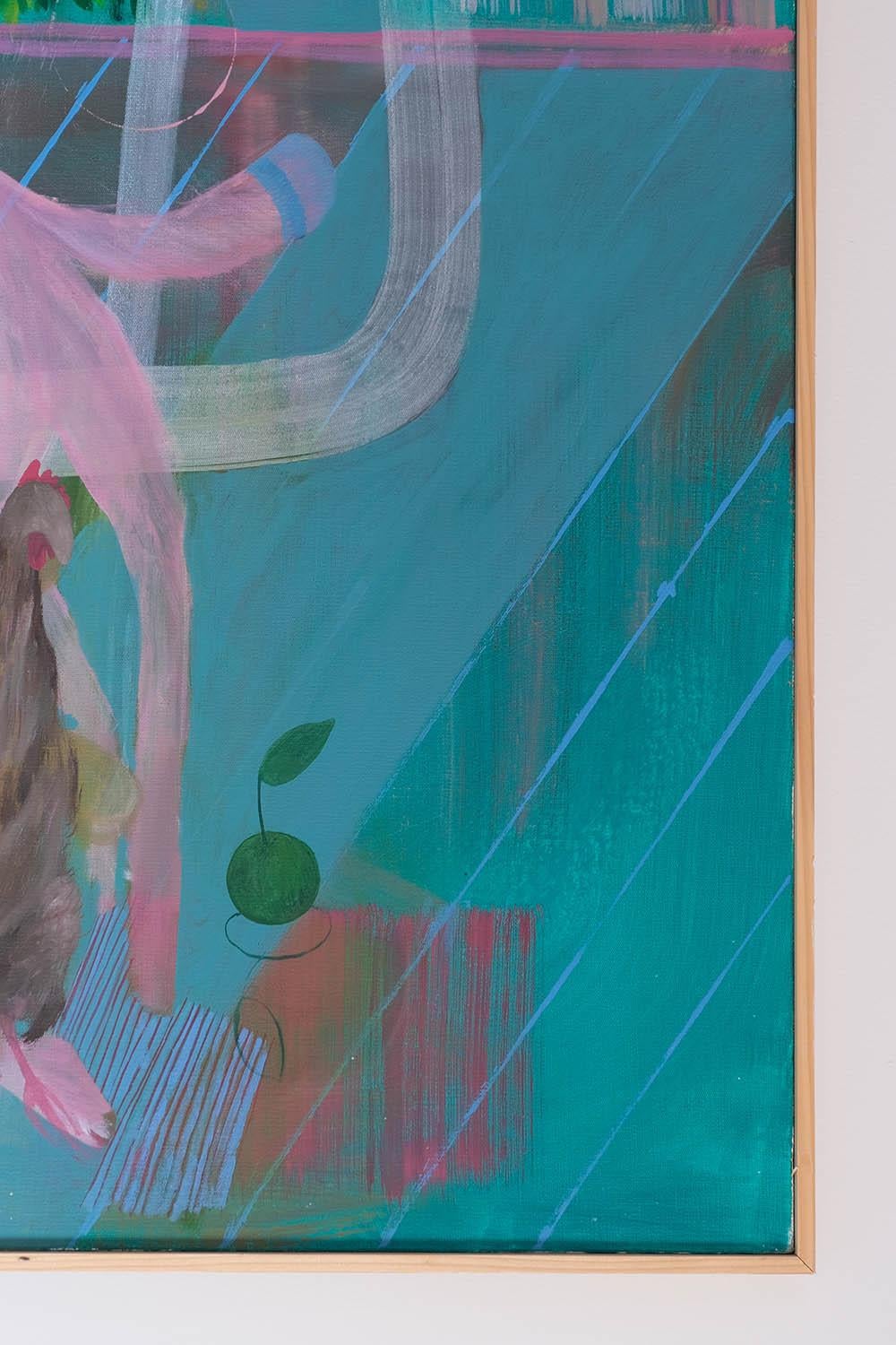 GROWING UP (#1) by Zoran Šimunović -Large framed painting, bright colours, green For Sale 4