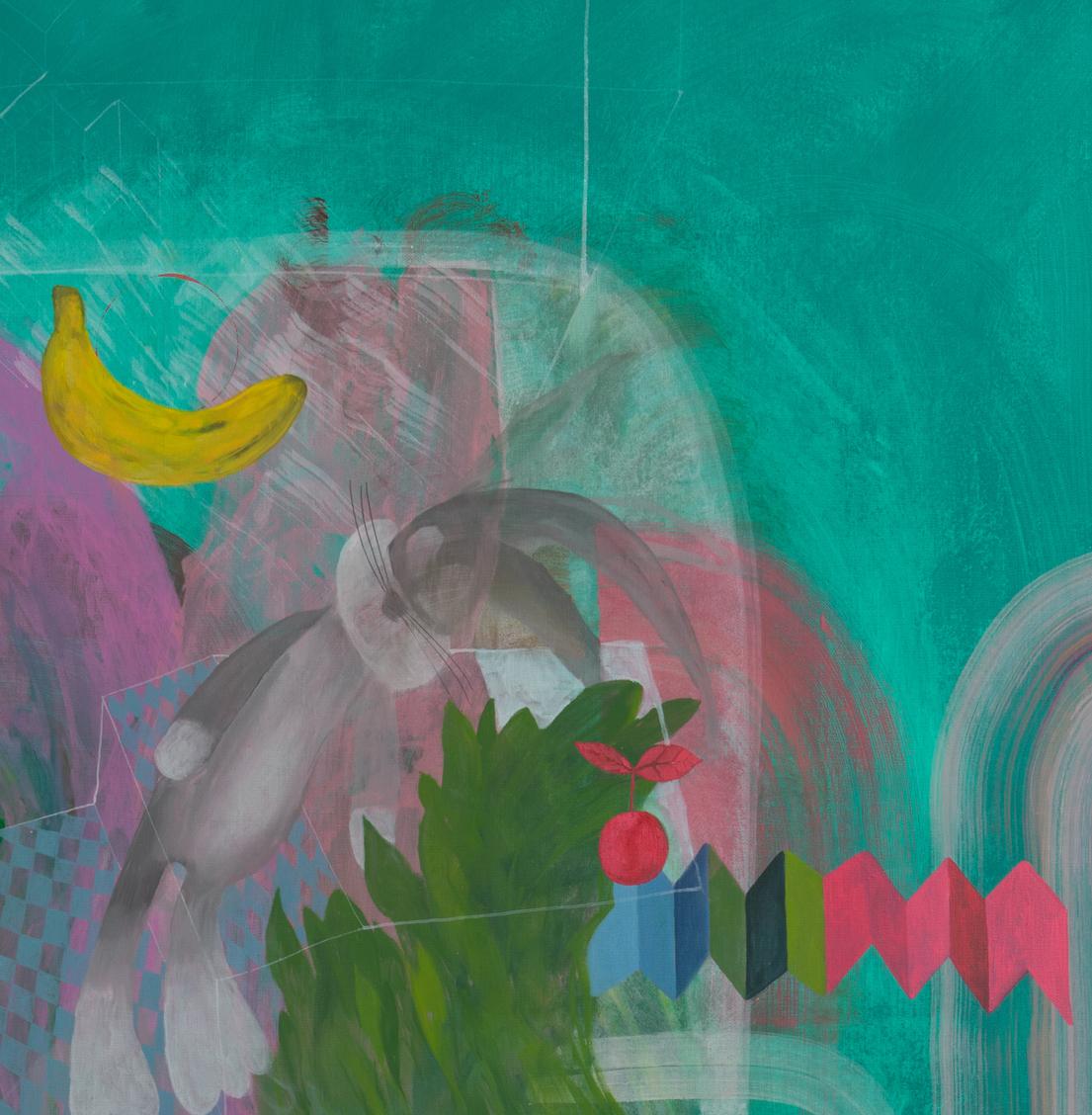 GROWING UP (#1) von Zoran Šimunović -Großes gerahmtes Gemälde, helle Farben, grün im Angebot 7