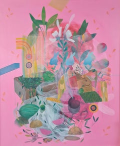 GROWING UP (#10) by Zoran Šimunović - Large framed painting, bright colors, pink