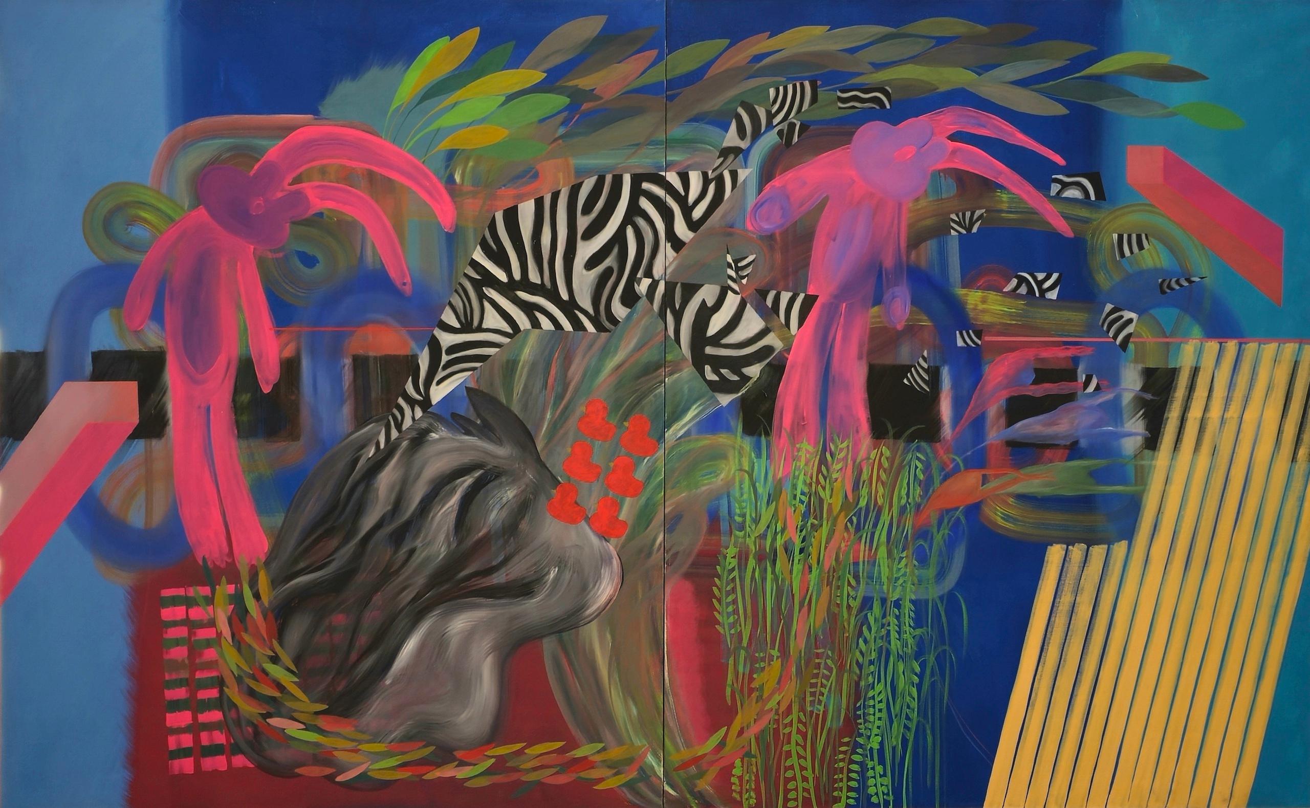 GROWING UP #12 by Zoran Šimunović - 9.5ft large painting, bright colors, blue