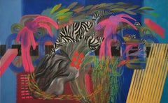 GROWING UP #12 by Zoran Šimunović - 9.5ft large painting, bright colors, blue