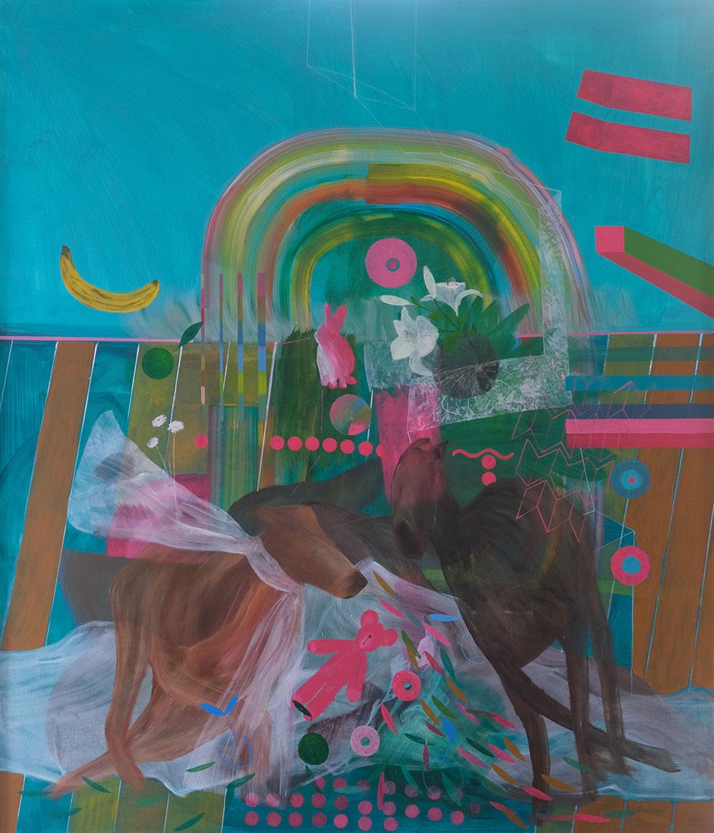 GROWING UP (#3) is a unique oil on canvas painting by contemporary artist Zoran Šimunović, dimensions are 180 cm × 150 cm (70.9 × 59.1 in). The artwork is sold framed. Dimensions of the framed artwork: 182 cm x 152 cm (71.6 x 59.8 in).
The artwork