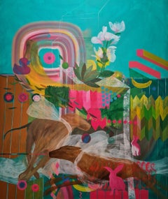 GROWING UP (#4) by Zoran Šimunović - Large framed painting, bright colors
