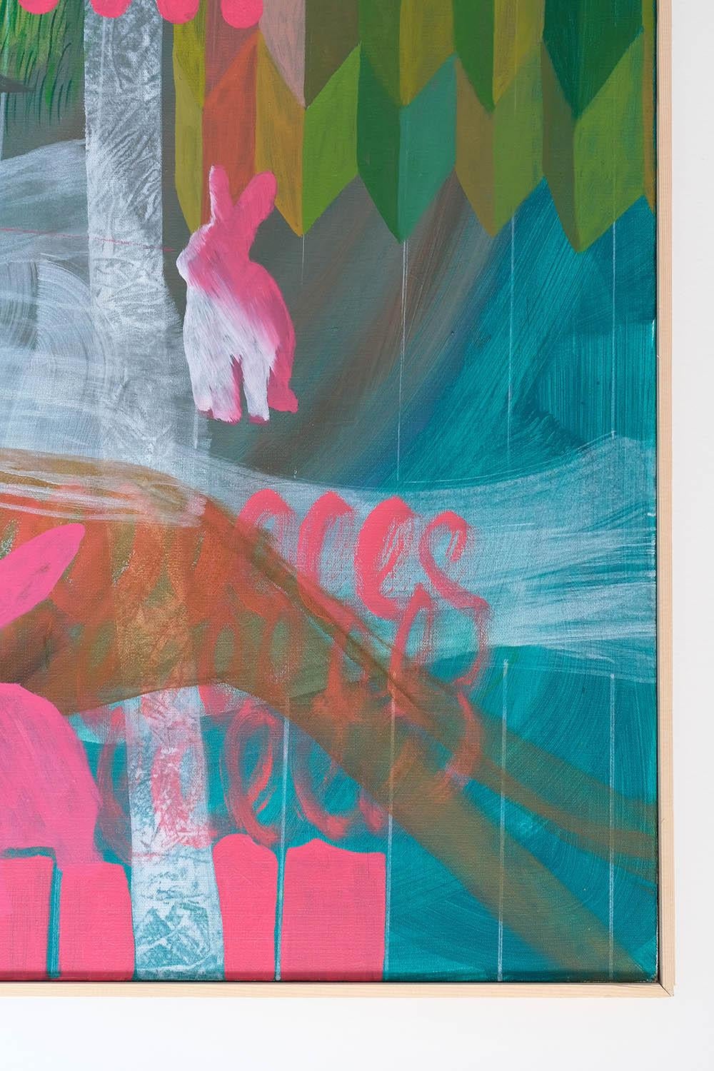 GROWING UP (#4) by Zoran Šimunović - Large framed painting, bright colours For Sale 2