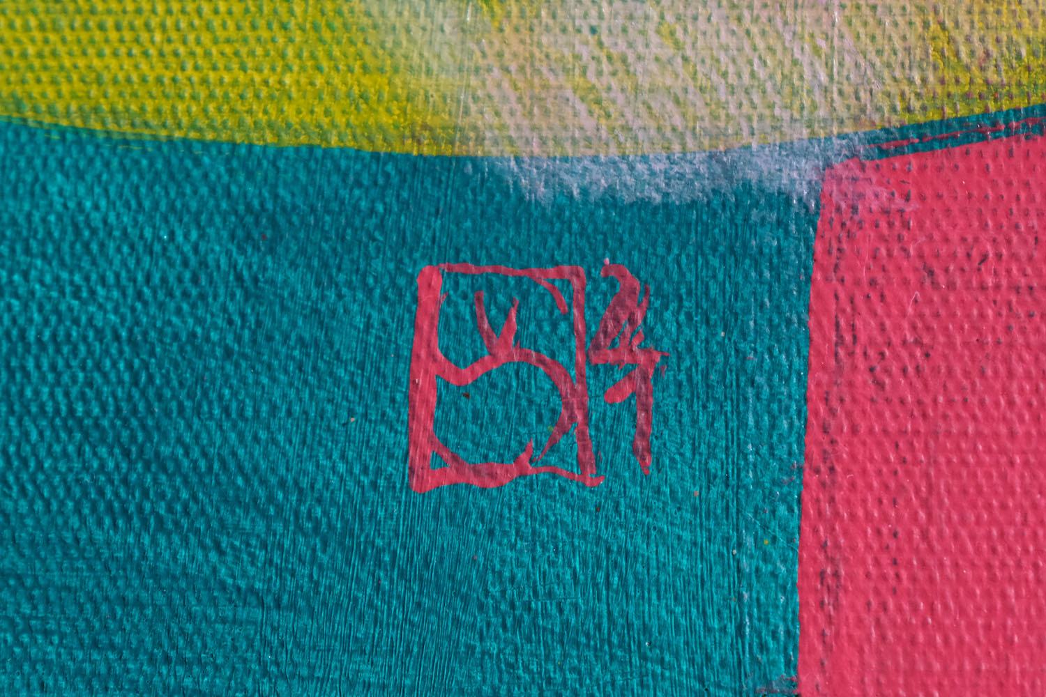 GROWING UP (#4) by Zoran Šimunović - Large framed painting, bright colours For Sale 5