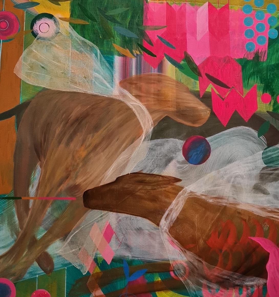 GROWING UP (#4) by Zoran Šimunović - Large framed painting, bright colours For Sale 4