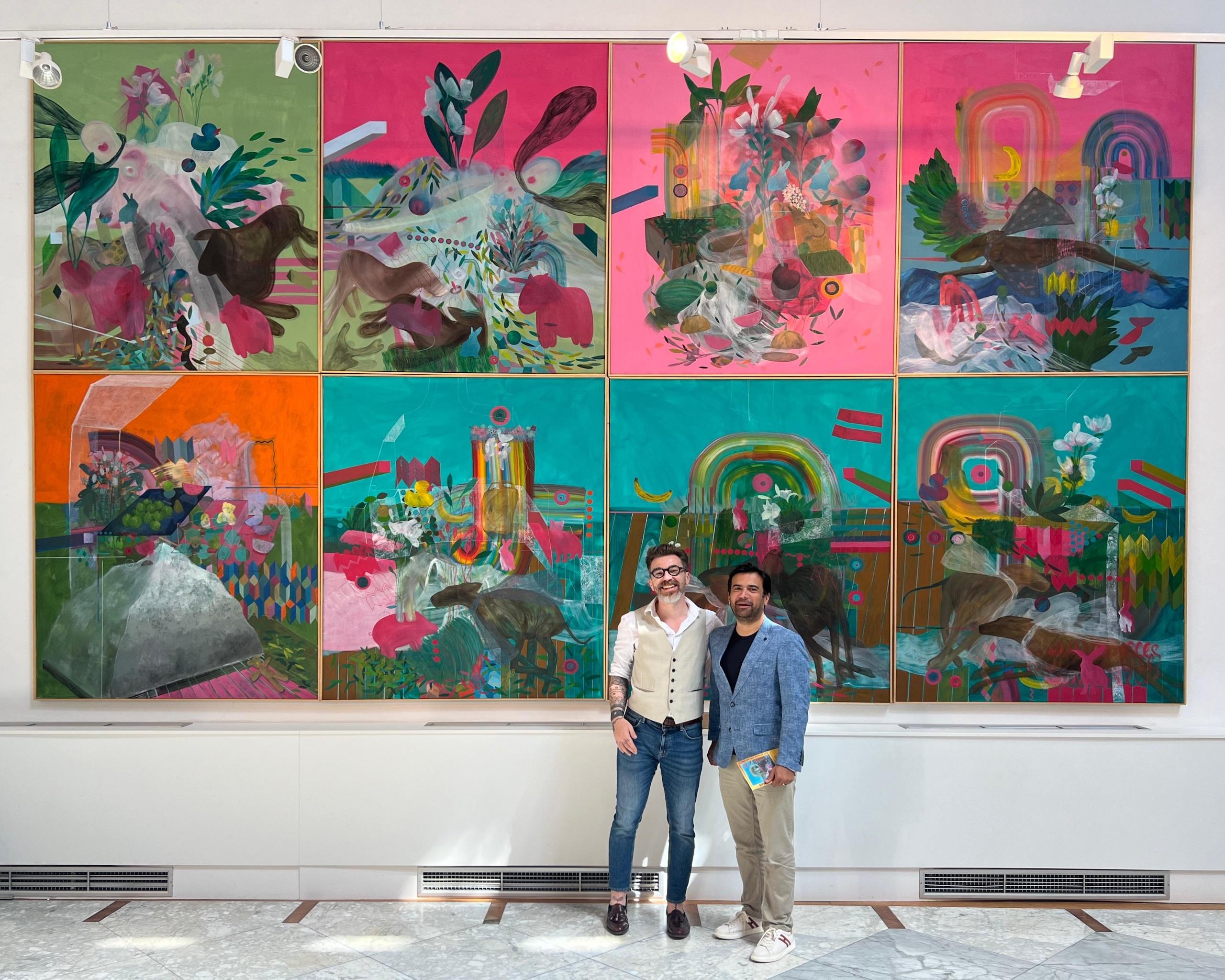 GROWING UP (#4) by Zoran Šimunović - Large framed painting, bright colours For Sale 6