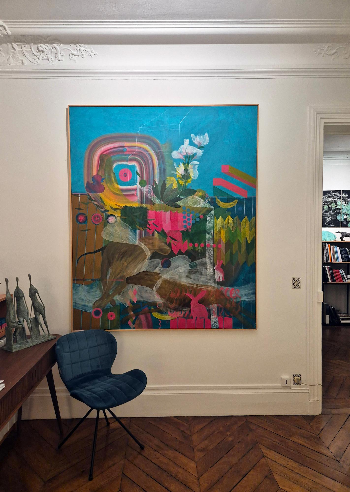 GROWING UP (#4) by Zoran Šimunović - Large framed painting, bright colours For Sale 7